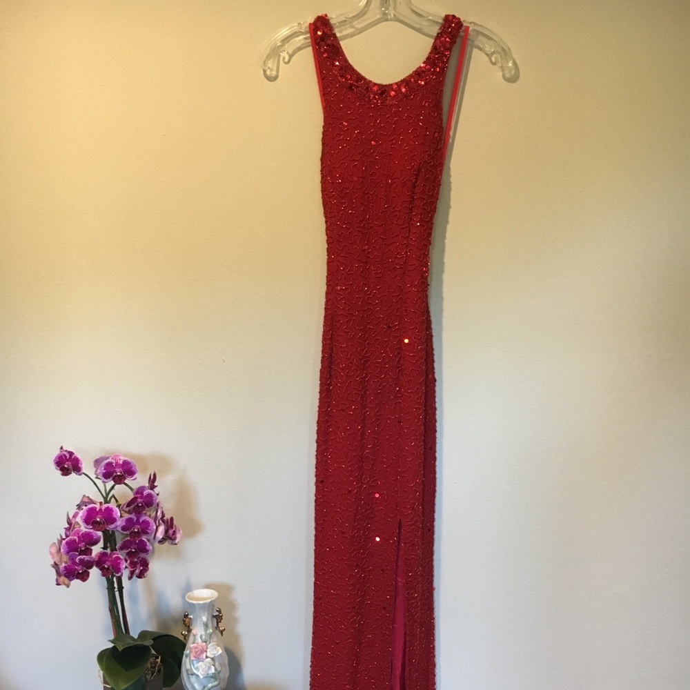 Red beaded dress